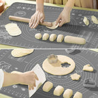 Silicone Baking Mat 32x24 inch, Extra Thick Non-stick Pastry Mat with Measurements and Edge Heightening, Food Grade Silicone for Countertop Dough Rolling Making Bread, Cookies, Pizza, Fondant, Pasta