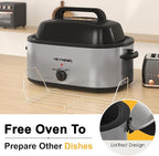 24 Quart Electric Roaster Oven with Visible & Self-Basting Lid, Large Turkey Roaster with Defrost Warm Function, Adjustable Temperature, Removable Pan Rack, Stainless Steel