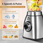 Uten 800 Watt Hight Speed Countertop Blender for Smoothies and Shakes, Ground Coffee Beans, 60 Oz Glass Jar, 5 Speed Settings and Pulse