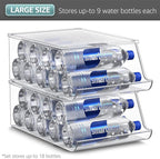 Sorbus Water Bottle Organizer for Fridge with Lid – Holds 9 Bottles – Stackable Drink Organizer for Refrigerator, Pantry, or Countertop – Clear BPA-Free Plastic Bottle Storage Holder