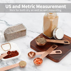 Measuring Spoons,SUS304 Stainless Steel Measuring Cups Set of 7 Piece: 1Tbsp,1/2Tbsp,1tsp,3/4tsp,1/2tsp,1/4tsp,1/8tsp Teaspoon Coffee Scoop Tablespoon for Dry and Liquid Ingredients,Rose Gold