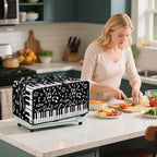 Piano Musical Notes Print Toaster Oven Dust-proof Cover, Heat-resistant Anti Fingerprint Microwave Oven Dust Cover, Kitchen Counter Accessory (Medium-16.1 * 19.71 * 10 inches)