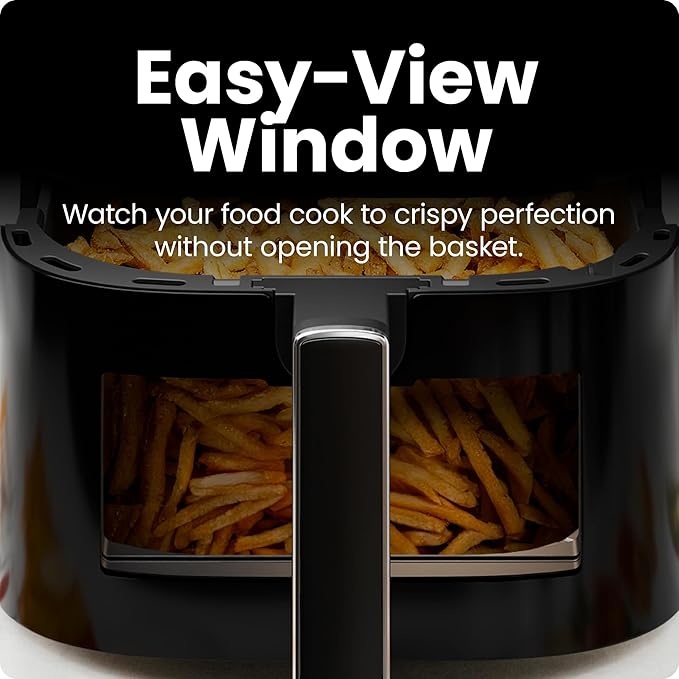 Chefman Air Fryer – 6 QT Compact Airfryer for Quick & Easy Meals, Features Hi-Fry Technology for Extra Crisp, Easy-View Window, Touch Controls with 4 Presets, Nonstick & Dishwasher Safe Basket - Black