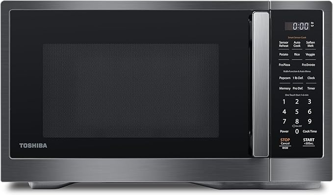 TOSHIBA ML4-EM12PA(BS) Countertop Microwave Oven with Stylish Design As Kitchen Essentials, Smart Sensor, 13 Auto Menus&Mute Function, 1.2 Cu Ft with 12.4" Turntable, 1000W, Black Stainless Steel