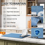 Ecotrim - Dish Drying Mat for Kitchen Counter | Coffee Bar Mat for Countertops | Heat Resistant Drainer Mat with Non-slip Rubber Backed | Hide Stain Kitchen Absorbent Draining Mat | Blue 18"x32"