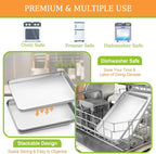 4 Pieces Baking Sheet Pan Tray, CEKEE Stainless Steel Small Cookie Sheets for Baking, Baking Sheets for Oven, Warp Resistant & Heavy Duty & Rust Free Baking Pans Set - Size 9.3 x 6.9 x 0.98 Inch