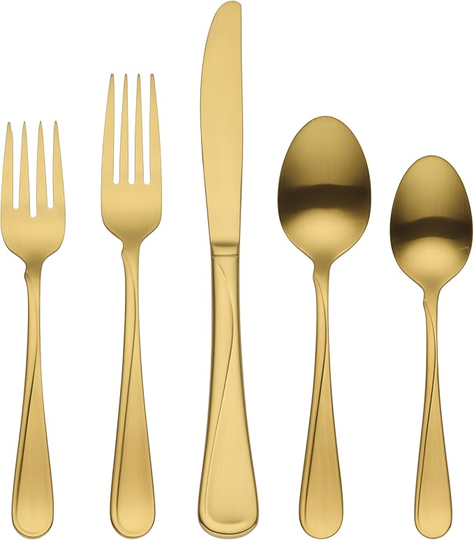 Oneida 899220 Flight Gold Satin 20-Piece Flatware Set, Service For 4