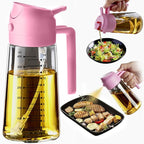 TrendPlain 16oz/470ml Glass Olive Oil Sprayer for Cooking - 2 in 1 Olive Oil Dispenser for Kitchen Gadgets, Air Fryer, Salad, and BBQ - Bubblegum