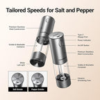 ThermoMaven Electric Salt and Pepper Grinder Set, 110ml Larger Rechargeable Automatic Salt and Pepper Mill Grinder with 6 Adjustable Coarseness, Electric Salt and Pepper Shakers, LED, Mint Green