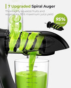 Jocuu Slow Masticating Juicer with 2-Speed Modes - Cold Press Juicer Machine - Quiet Motor & Reverse Function - Easy to Clean Juicer Extractor - Juice Recipes for Fruits & Vegetables (White)