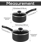 Utopia Kitchen Nonstick Stock Pot Saucepan Set with Lids, 2 Quart and 3 Quarts Multipurpose Stock Pots Set for Home, Kitchen or Restaurant, Grey & Black