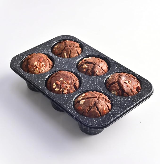 Stainless Steel Popover Pans - 6-Cavity Non-Stick Tray Mold for Baking, Jumbo Size for Premium Homemade Cupcakes, Muffins, Cheesecakes, Breads - Professional Grade for Bakery Kitchen Oven