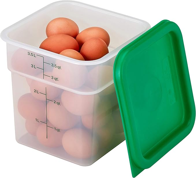 Cambro Food Storage Container (6 Pack) - Classic Series Square - 4 QT (Quart) - Commercial Grade for Food Prep (Translucent)
