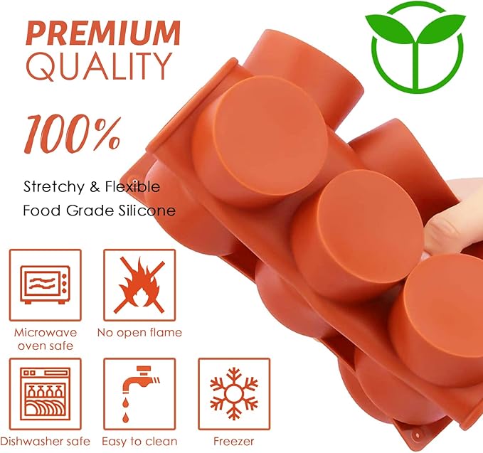 Round Chocolate Cookie Molds, 2PCS SAKOLLA Cylinder Silicone Mold for Chocolate Covered Oreos, Cake, Candy, Pudding, Mini Soap