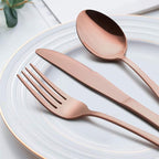 LIANYU Copper Silverware Flatware Set, 20 Piece Stainless Steel Cutlery Set for 4, Mirror Finish, Ideal for Home Hotel Wedding Festival Party, Dishwasher Safe
