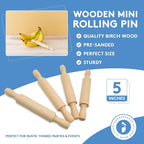 Wooden Mini Rolling Pin, 5 Inches Long, Pack of 50, Great for in The Kitchen and Crafting by Woodpeckers