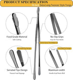JETKONG 2 Pcs 16-Inch Heavy Duty Plating Tongs, Extra-Long Kitchen Fine Tongs Large Stainless Steel Cooking Forceps (Black)
