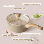 SENSARTE Ceramic Nonstick Sauce Pan with Lid, 2.5 Quart Saucepan with Double Spout, Large Cooking Pot, Non toxic Kitchen Sauce Pot, Non stick Saucier Pan, Induction Cookware, PFOA PTFE PFAS Free
