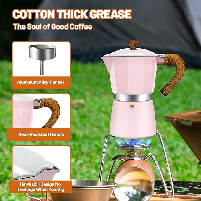 3 Cup Aluminum Espresso Stovetop Moka Pot Express Coffee Maker Percolator Italian Classic Mocha Coffee Machine for Italian and Cuban Cafe Brewing for Home & Camping 150ml 5oz