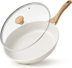 SENSARTE Nonstick Ceramic Frying Pan with Lid 8/9.5/10/11/12.5 Inch Omelet Pan Skillet, Free of Intentionally Added PFAS/PTFE Non-toxic Chef's Pan Induction Compatible Pan, Heat Resistant Handle