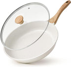 SENSARTE Nonstick Ceramic Frying Pan Skillet with Lid, 12.5 Inch Omelet Pan, Healthy Non Toxic Chefs Pan, Induction Compatible Egg Pan with Heat Resistant Handle, Free of Intentionally Added PFAS/PTFE