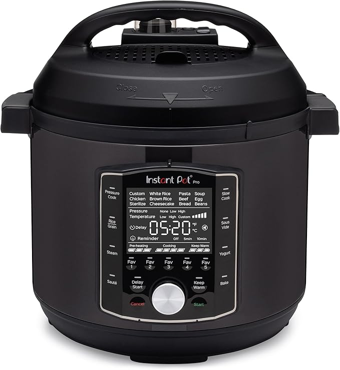 Instant Pot Pro (8 QT) 10-in-1 Pressure Cooker, Slow Cooker, Rice/Grain Cooker, Steamer, Sauté, Sous Vide, Yogurt Maker, Sterilizer, and Warmer, Includes App with Over 800 Recipes, Black
