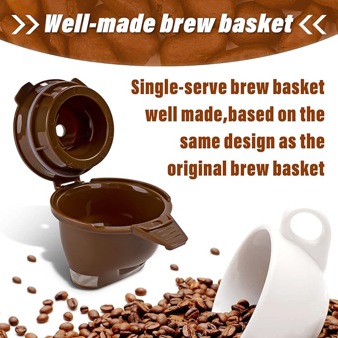 Single Serving Ground Coffee Brew Filter/Holder Basket for Hamilton beach flexbrew replacement parts 49957 49974 49976 49979 49957 49954 49947 49940 49950 49966 49968 Reusable coffee filter Brown (2)