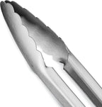 304 Stainless Steel Kitchen Cooking Tongs, 12" and 14" Set of 2 Sturdy Grilling Barbeque Brushed Locking Food Tongs with Ergonomic Grip, Red