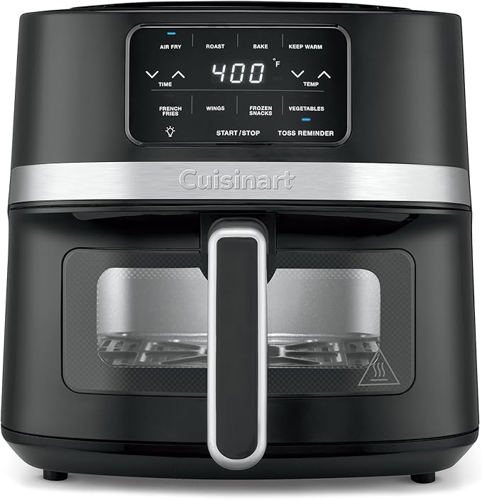 Cuisinart Air Fryer, 4.5-Quart Basket Fryer with 4 Cooking Functions to Air Fry, Roast, Bake, and Keep Warm, 4 Airfryer Presets, Dishwasher-Safe Parts, AIR-160NAS, Stainless Steel & Black