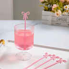 20 pcs Bow Drink Stirrers, Acrylic Drink Stirs for Bow Themed Party Decoration, Coquette Birthday Cocktail Wedding Decorations Party Favors (Pink)