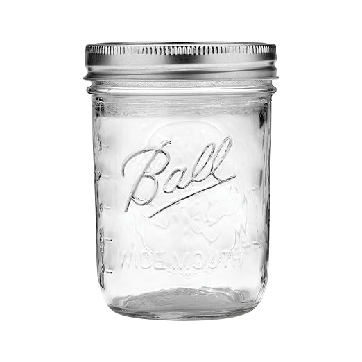 Ball Wide Mouth Glass Mason Jars with Lids and Bands, Used for Canning, Pickling, Juice, Jam, Jelly, Pint Size 16 Ounce (Pack of 3)