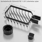 LONIN Sponge Holder Over Faucet Kitchen Sink Caddy Organizer, Stainless Steel Detachable Hanging Faucet Drain Rack for Bathroom, Scrubbers, Soap, (Black)