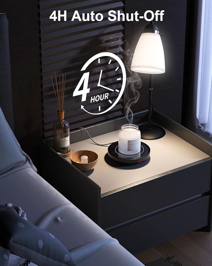 SWEETFULL Coffee Mug Warmer, 36W Electric Coffee Cup Warmer for Desk with 3-Temp Settings Advanced Temperature-Controlled Beverage Warmers Heating Plate for Coffee, Milk, Tea, Candle Wax - Black