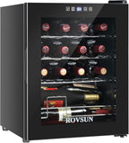 ROVSUN 16 Bottle Wine Cooler Refrigerator, Freestanding Compressor Wine Chiller, Beverage Wine Fridge with Digital Temperature Control & Double-layer Glass Door for Red White Wine, Champagne, Beer