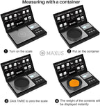 MAXUS Digital Pocket Gram Scale 500g x 0.01g High Precision with Tray, Weighs Small Food, Jewelry, Ounces, Grains, LCD Display, Tare Function