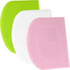 SURDOCA Dough Scraper Bench Scraper - 3P 10.6x6.7" Plastic Flexible Bowl Scraper, Sharp Edge & Angles Cake Scraper. Non-Slip Bakeware Decorating Tools Sculpting & Modeling Tools - Pink+White+Green