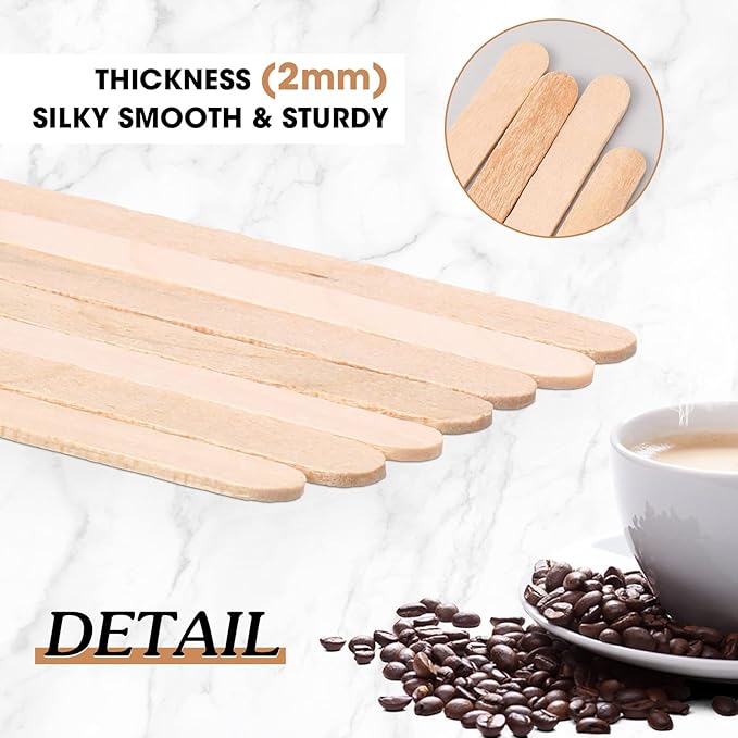 3000 Pack Birch Wood Coffee Stir Sticks 7 Inch Disposable Wooden Coffee Stirrers Bulk Cakesicle Sticks Long Tea Stirring Stick Round End Swizzle Beverage Mixer for Cocktail Hot Chocolate Drink Summer