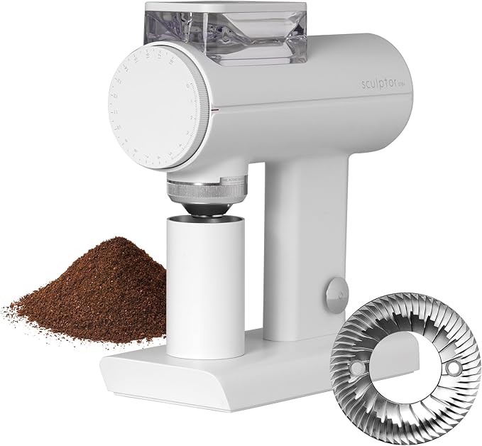 TIMEMORE Sculptor 078S Flat Burr Coffee Bean Grinder, Electric Espresso Grinder with Stepless Coarseness Adjustment, Suitable for Espresso, Pour over, French Press, Cold Brew - White