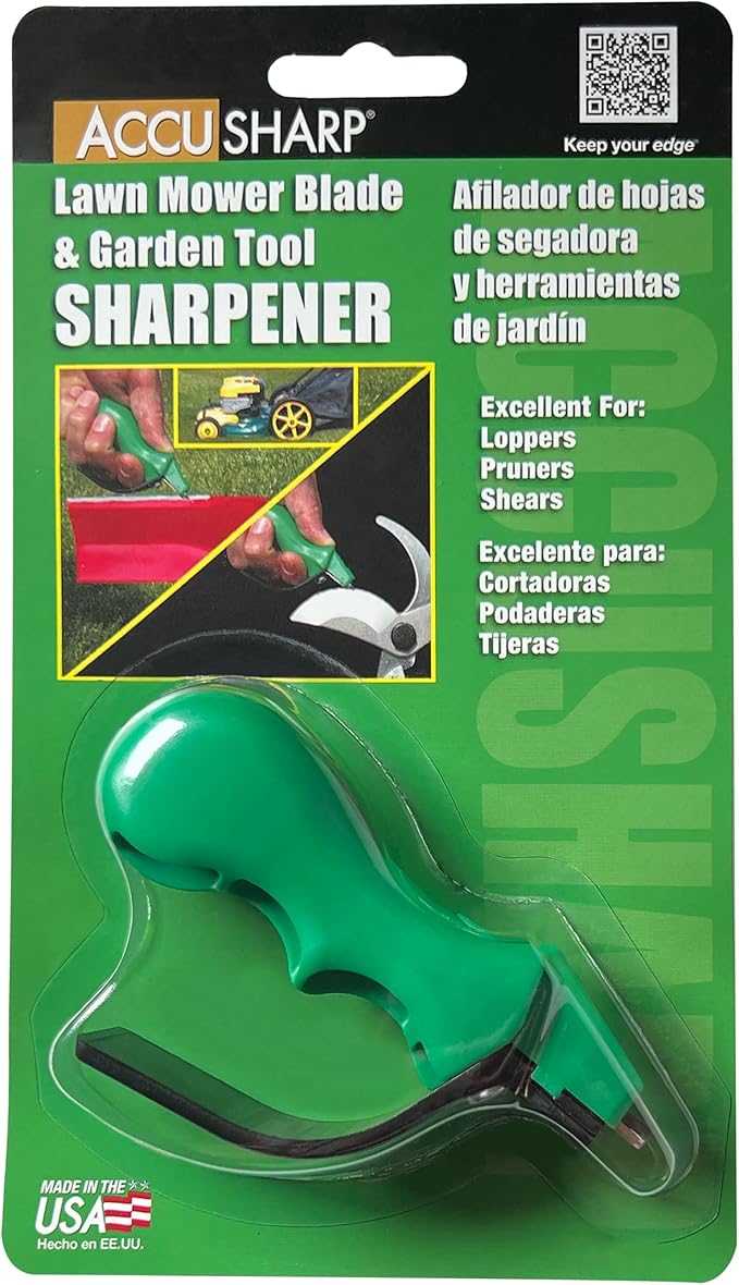 AccuSharp Large Garden Tools and Lawn Mower Blades Sharpener, Ideal for Loopers, Pruners and Shears, Safe, Easy-to-Use, Made in the USA