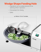 VEVOR Food Processor & Vegetable Chopper, 3000RPM Food-Grade Stainless Steel Food Processor Chopper with S-Curve Blade, Multifunctional for Chopping Vegetables, Fruit, Grains, Nuts