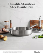 Stainless Steel Cookware Set, 14 Pcs Tir-Ply Pots and Pans Set, PFOA&PTFE Free, Dishwasher&Oven Safe, Kitchen Induction Compatible, ollas de acero inoxidable para cocinar