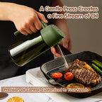 YARRAMATE 2Pcs 16oz/470ml Dark Green Oil Sprayer for Cooking with Stickers, Food-grade Premium 2 in 1 Olive Oil Dispenser Bottle for Kitchen Gadgets, Air Fryer, Salad, Frying, BBQ (Black&OliveGreen)