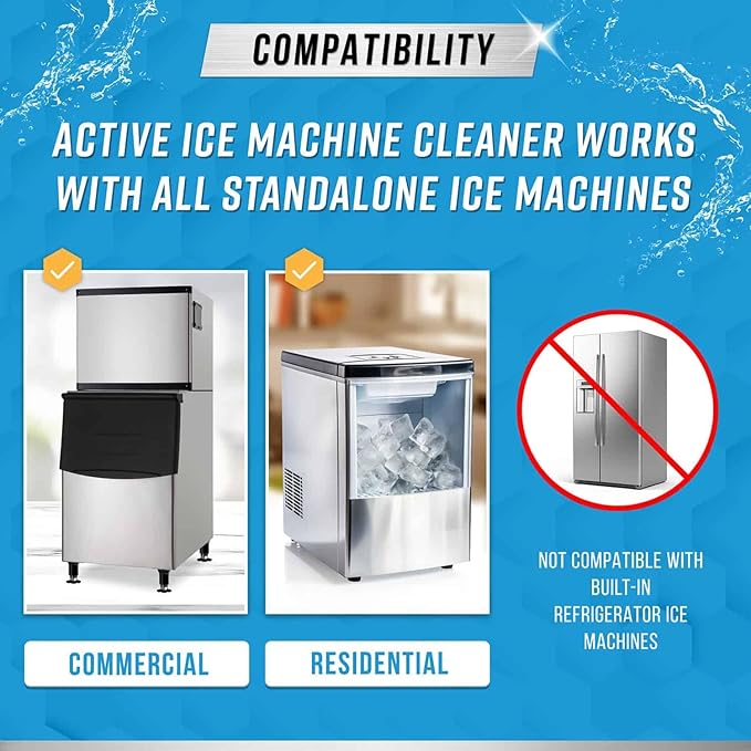ACTIVE Ice Machine Cleaner Maker Descaler - 24 Clean Tablets Compatible with Frigidaire, Opal, GE Profile, Kitchenaid, Nickel Safe Scale Remover for Countertop, Nugget Ice Makers - Bulk 1 Year Supply