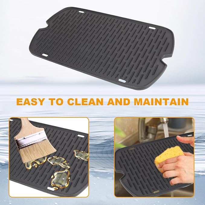 Cast Iron Grill Griddle for Weber 9010001 9011701 9013001 9020001 9030001 Traveler Portable Grill Accessories, Reversible Full Size Cooking Plate with Carry Bag