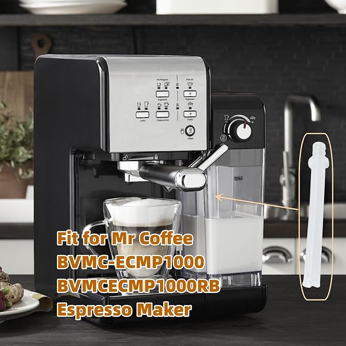 162416-000-000 Silicone Suction Tube (3.54") Replaces for Mr Coffee BVMC-ECMP1000 Cafe Barista Esspresso Maker BVMCECMP1000RB Espresso Maker Milk Frothing Pipe