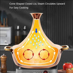 Moroccan Tagine Cooking Pot,Stainless Steel Non Stick Moroccan Casserole with 2 Handles,Large Moroccan Cooker Handmade Tagine Pot with Cone-Shaped Lid(29cm, Rose Gold)