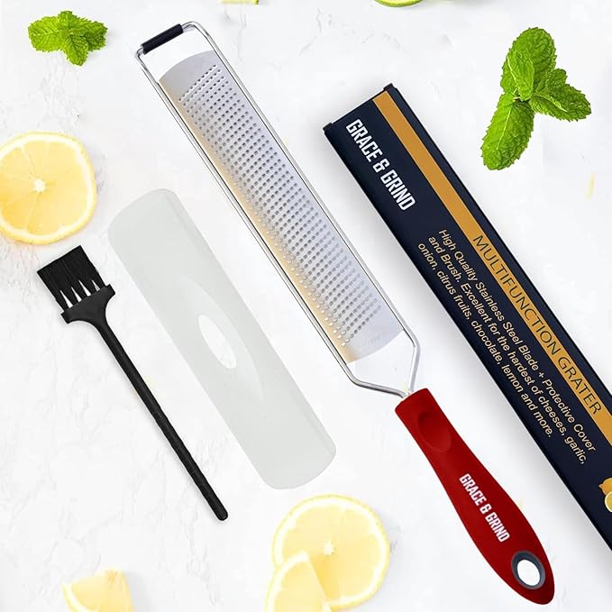 DESIGNED BY CHEFS ~ Premium Lemon Zester Grater With Perfectly Angled Teeth ~ Ideal for Citrus, Parmesan Cheese, Garlic, Vegetables and Fruits