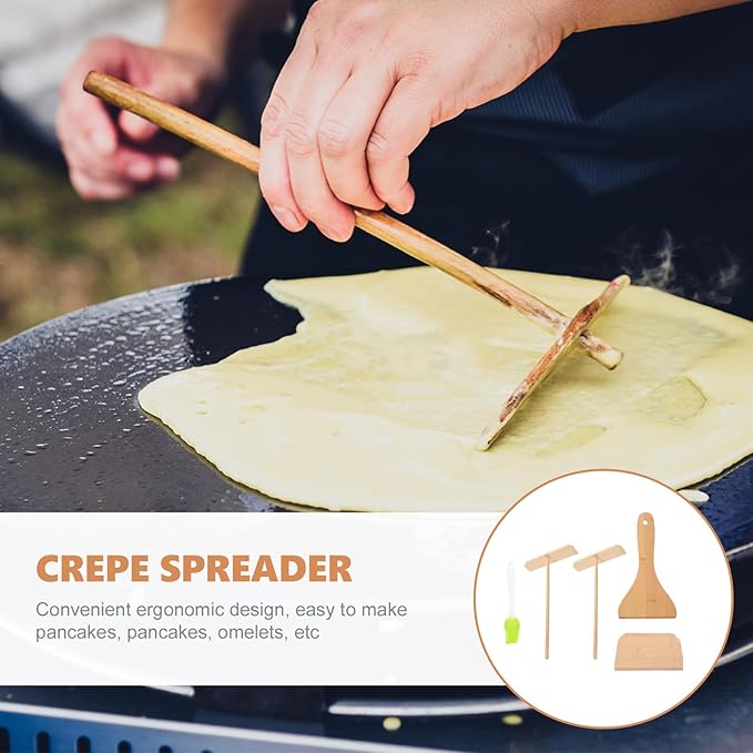 Luxshiny Pancake Spatula and Crepe Spreader Set, Wear-resistant Kitchen Accessory Kit, Household Cooking Tool for Making Crepes and Pancakes, 5pcs Assorted Colors Random Color