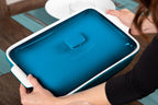ROSSALLINI Stoneware Casserole Dish Bakeware Set with Lid, Covered Rectangular Dinnerware, Large 3.2 Quart, 11 by 9 Inch [Ocean Blue]