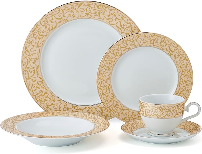 Mikasa Parchment Gold 40 Piece Dinnerware Set, Service for 8